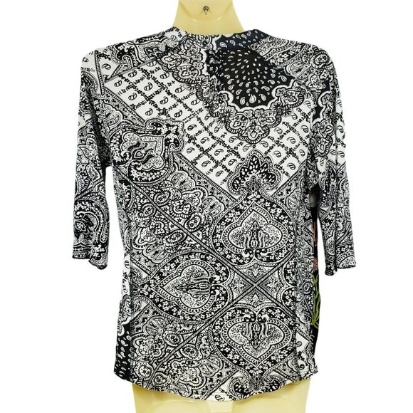 Anthropologie Tiny Effie Floral Popover Blouse Women's Size S Black Multicolor - Picture 3 of 6